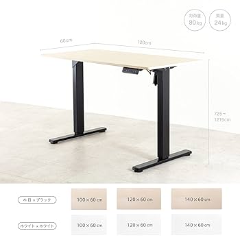 電動昇降デスク ブラック 120cm x 60cm x 73-118cm 新品 電動昇降デスク 幅120×高さ71～116×奥行60cm